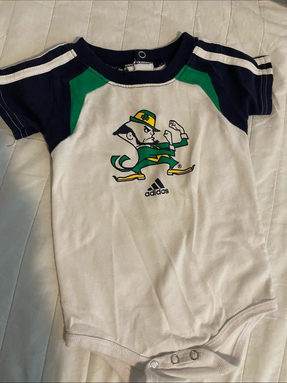 adidas Navy and Green Notre Dame 2 Onesie and pants Set